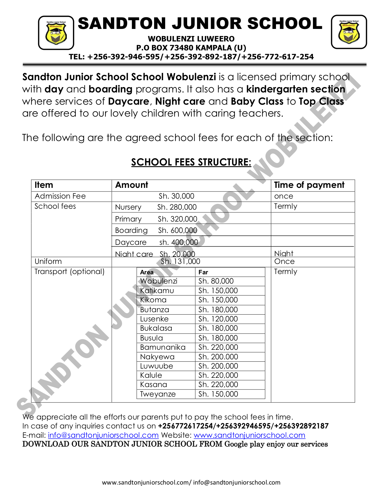 Fees Structure | Sandton Junior School